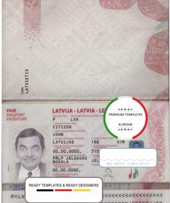 Latvia passport template in PSD format, fully editable (2015 – present)