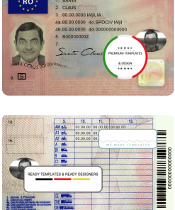 Romania driving license template in PSD format
