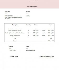 USA La Mure invoice template in Word and PDF format, fully editable