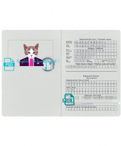 Turkmenistan cat (animal, pet) passport PSD template, fully editable