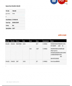 Nigeria Guaranty Trust Bank (GTBank) savings account statement Word and PDF template