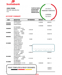 Saint Lucia Scotiabank bank proof of address statement template in Word and PDF format