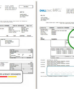 USA Dell Technologies invoice template in Word and PDF format, fully editable