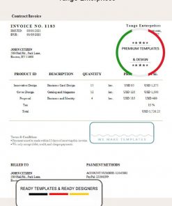 USA Tango Enterprises invoice template in Word and PDF format, fully editable