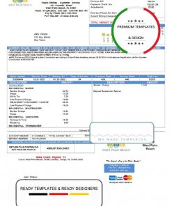 USA Florida City of West Palm Beach utility bill template in Word and PDF format