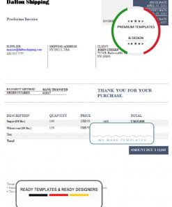 USA Dalton Shipping invoice template in Word and PDF format, fully editable