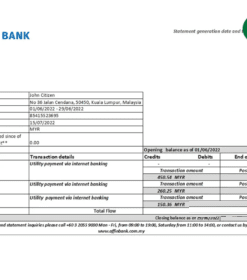 Malaysia Affin Bank statement Excel and PDF template
