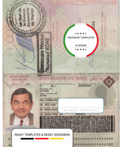 Mali passport template in PSD format, fully editable, with fonts