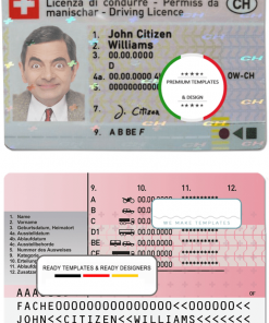 Switzerland driving license template in PSD format, fully editable