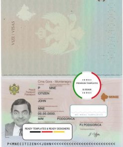 Montenegro passport template in PSD format