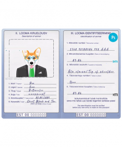 Estonia Dog (animal, pet) passport PSD template, fully editable