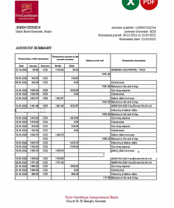 Guatemala Agromercantil bank statement Excel and PDF template