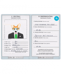Slovenia dog (animal, pet) passport PSD template, fully editable