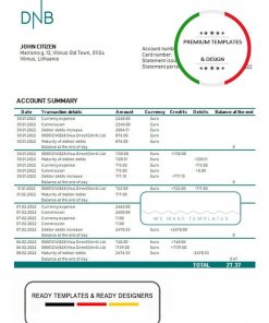 Lithuania (Litva) DNB bank statement template in Word and PDF format