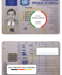 Austria driving license template in PSD format, fully editable