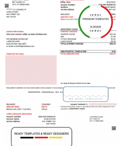 USA Texas Minol utility bill template in Word and PDF format