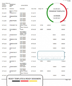 Philippines EastWest bank statement template in Word and PDF format