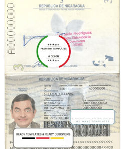 Nicaragua passport template in PSD format, fully editable