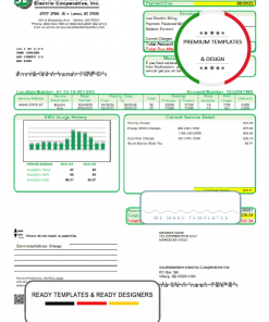 USA South Dakota Southeastern Electric utility bill template in Word and PDF format