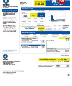 UAE Dubai Natural Gas Company Limited (Dugas) utility bill template in Word and PDF format
