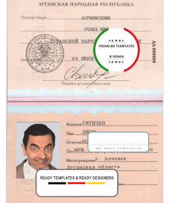 Luhansk (Луганск) People's Republic passport template in PSD format