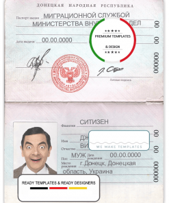 Donetsk People's Republic passport template in PSD format, fully editable