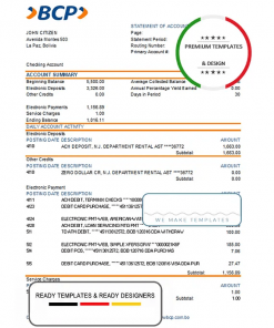 Bolivia banco de crédito de bolivia bank statement template in Excel and PDF format