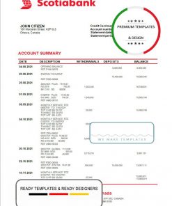 Canada Scotiabank bank statement template in Word and PDF format
