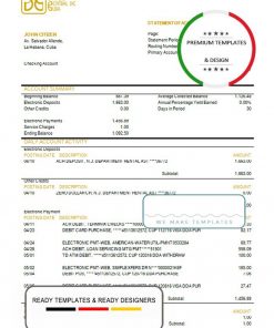Cuba Banco Central de Cuba bank proof of address statement template in Word and PDF format