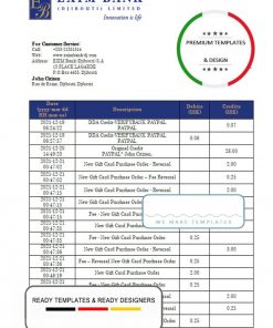 Djibouti Exim bank statement template in Word and PDF format