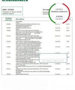 Finland Aland Bank statement template in Word and PDF format