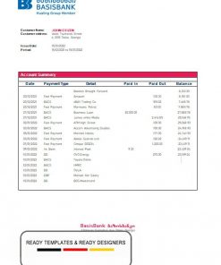 Georgia Basis Bank statement template in Word and PDF format