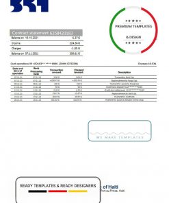 Haiti BRH bank statement template in Word and PDF format