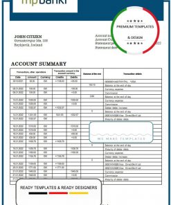Iceland MP Bank statement template in Word and PDF format (.doc and .pdf)