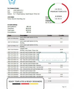 Iran Bank Sepah proof of address bank statement template in Word and PDF format