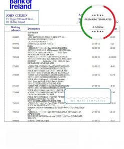 Ireland Bank of Ireland Bank statement template in Word and PDF format