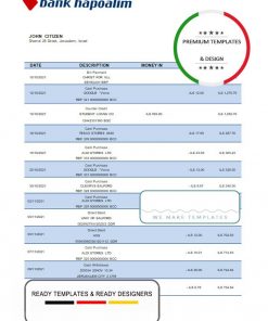 Israel Hapoalim proof of address bank statement template in Word and PDF format
