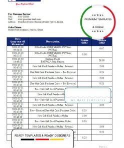 Kenya Guardian Bank proof of address statement template in Word and PDF format, .doc and .pdf format