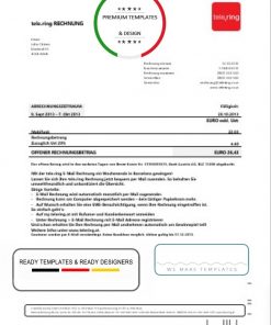 Sweden Tele Ring utility bill template in Word and PDF format