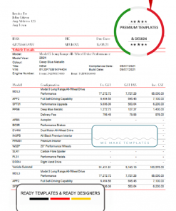 USA Tesla invoice template in Word and PDF format, fully editable
