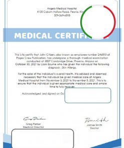 USA Hospital Medical certificate template in Word and PDF format