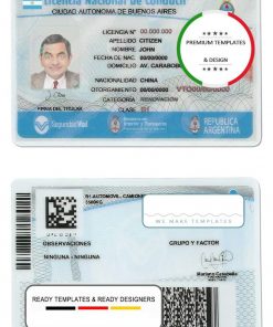Argentina Buenos Aires driving license template in PSD format, fully editable