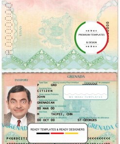 Grenada passport template in PSD format, fully editable