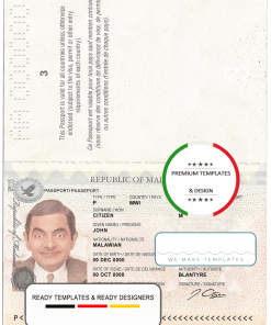Malawi passport template in Word and PDF format, fully editable