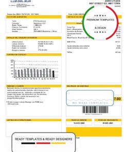 Peru Luz Del Sur utility bill template, fully editable in PSD format