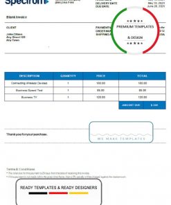 USA Spectrum invoice template in Word and PDF format, fully editable