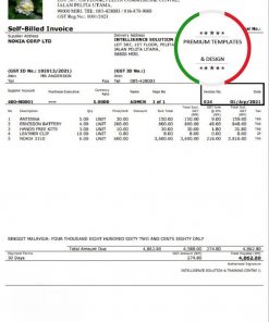 Malaysia Intelligence Solution & Training Centre self-billed invoice in Word and PDF format