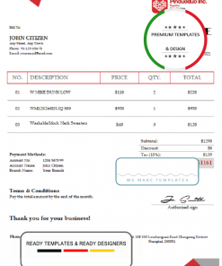 USA Pinduoduo invoice template in Word and PDF format, fully editable