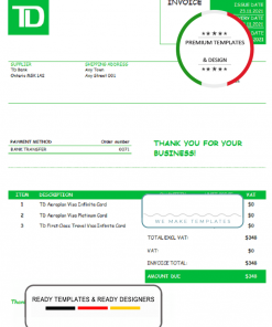 USA TD invoice template in Word and PDF format, fully editable
