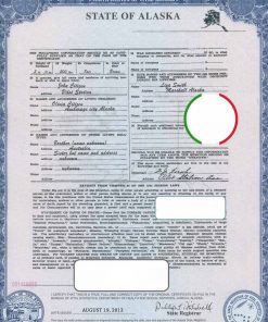 USA Alaska state birth certificate template in PSD format, fully editable